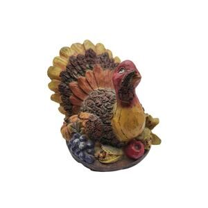 Thanksgiving Hand Painted Turkey Figurine Centerpiece Fall Autumn Home Decor
